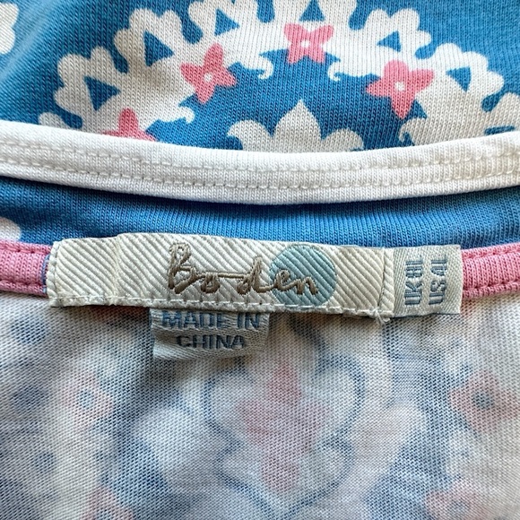 BODEN | NWOT IBIZA DRESS CAP SLEEVES COTTON MODAL POCKETS BLUE PINK | 4 LONG - Picture 10 of 11